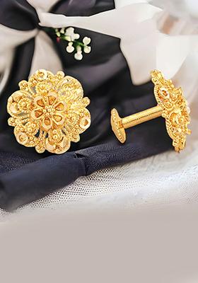 Traditional Alloy Gold Plated Round Stud Earrings