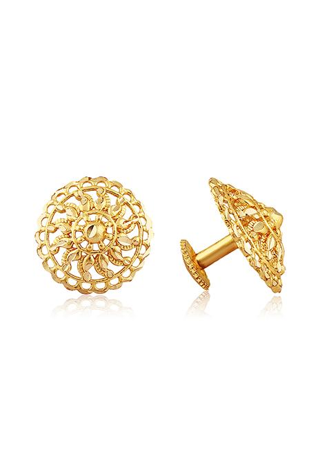 Traditional Gold Plated Round Stud Earrings