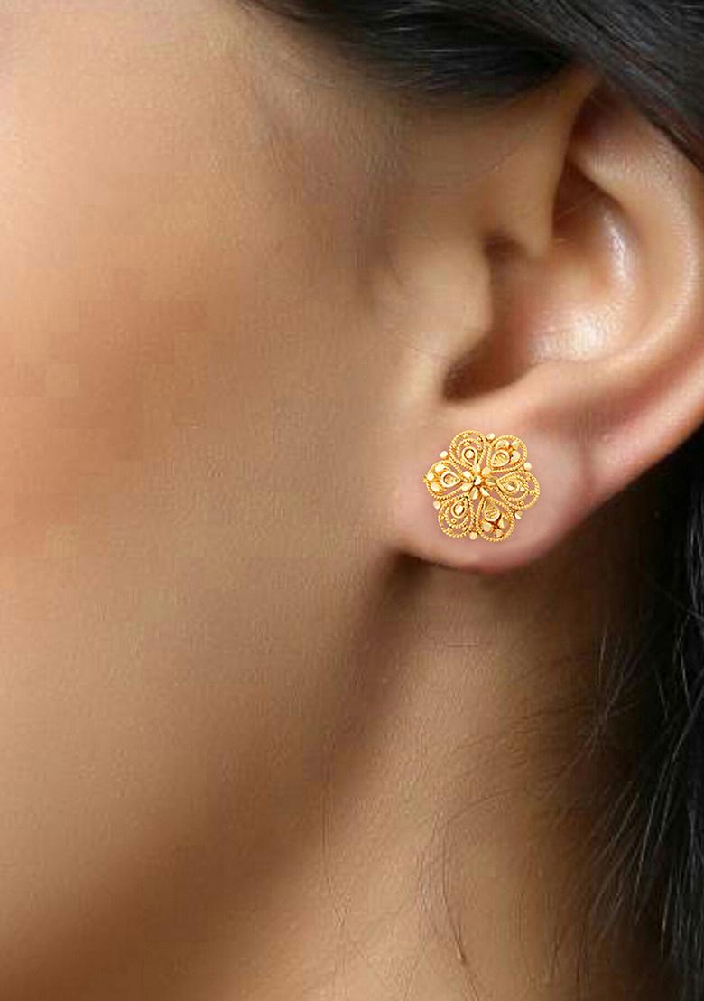 Traditional Gold Plated Round Stud Earrings