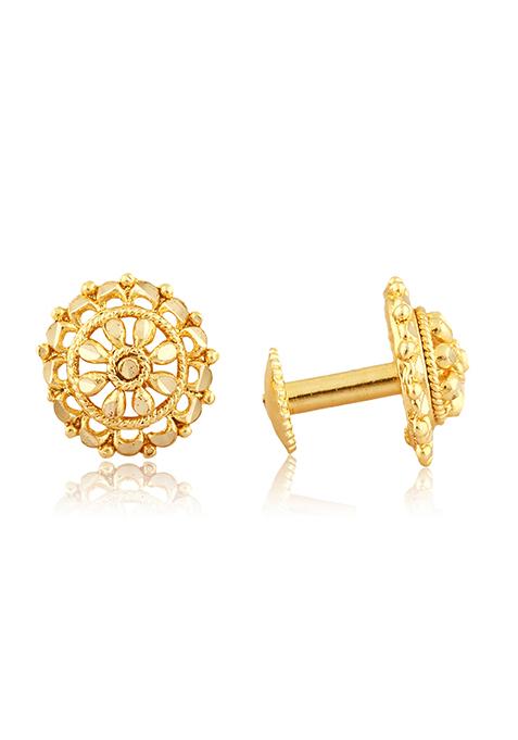 Traditional Alloy Gold Plated Round Stud Earrings