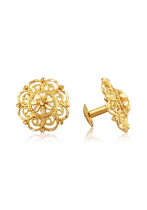 Traditional Gold Plated Round Stud Earrings