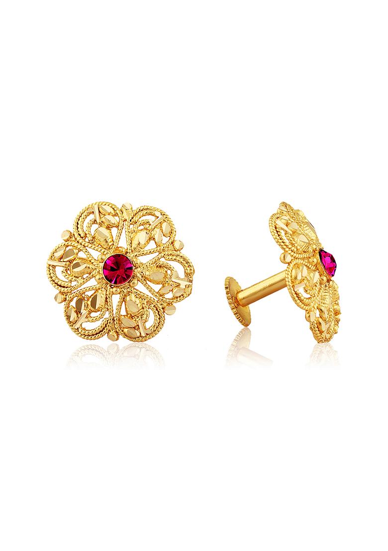 Traditional Alloy Gold Plated Round Stud Earrings