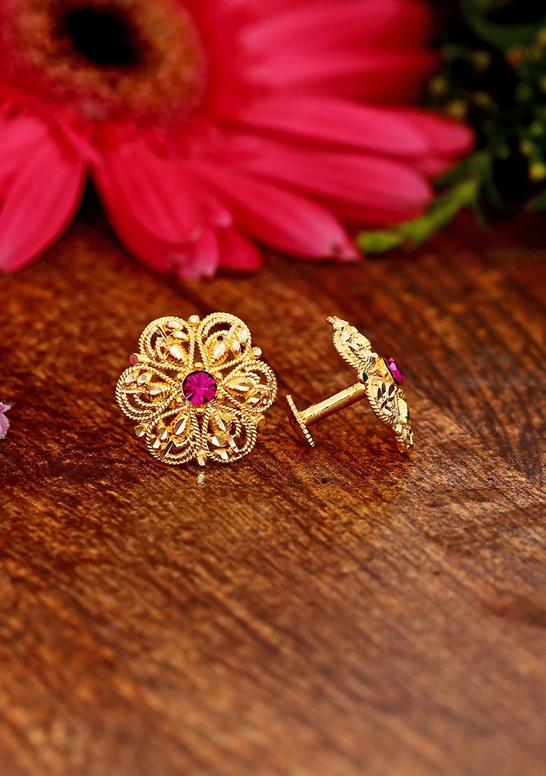 Traditional Alloy Gold Plated Round Stud Earrings
