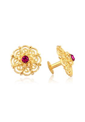 Traditional Alloy Gold Plated Round Stud Earrings