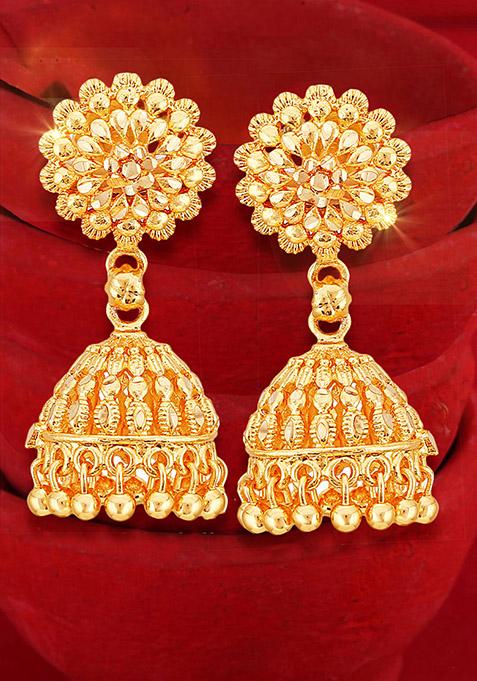 Traditional Gold Plated Drop Jhumka Earrings