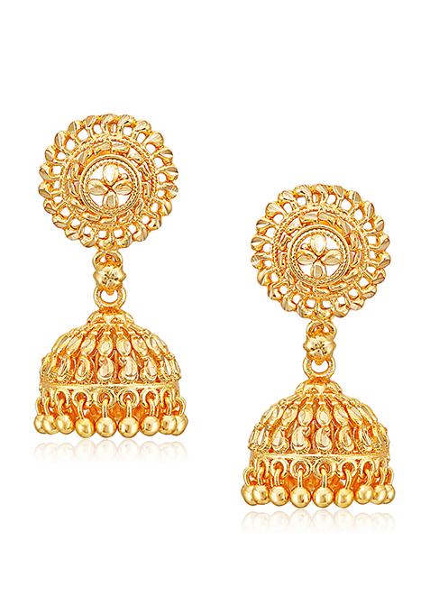 Traditional Alloy Gold Plated Jhumka Earrings