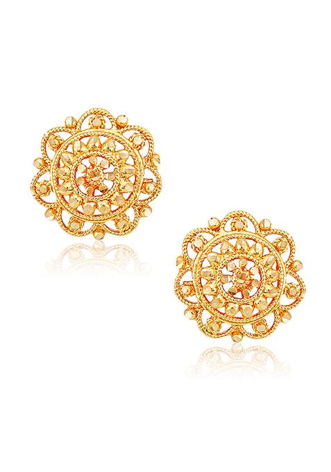 Traditional Alloy Gold Plated Round Studs Earrings