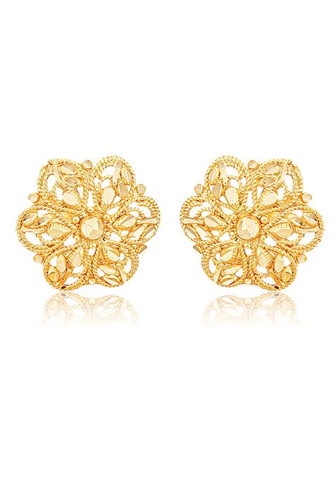 Traditional Alloy Gold Plated Round Studs Earrings