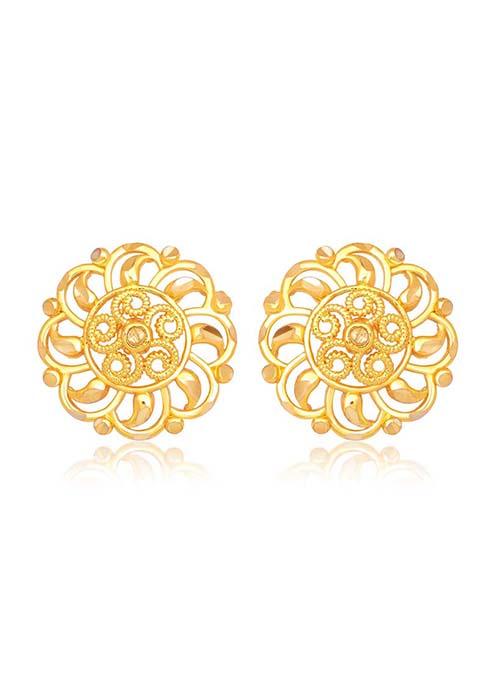 Traditional Alloy Gold Plated Round Studs Earrings