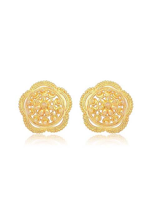 Traditional Alloy Gold Plated Round Studs Earrings