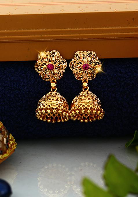 Alloy Gold Plated Jhumka Earrings