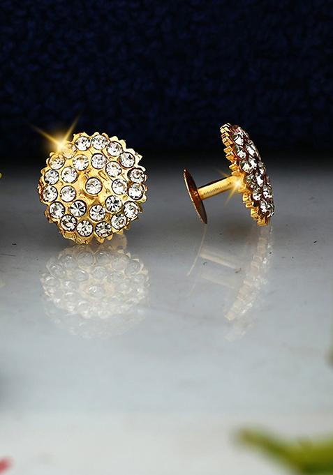 Alloy American Diamond Gold Plated Jhumka Earrings