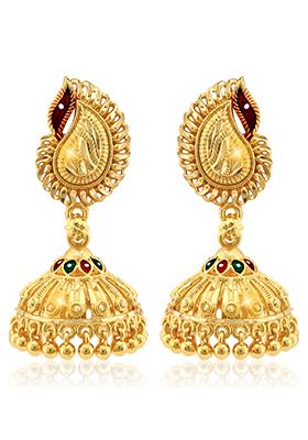 Traditional Alloy Gold And Micron Plated Jhumka Earrings