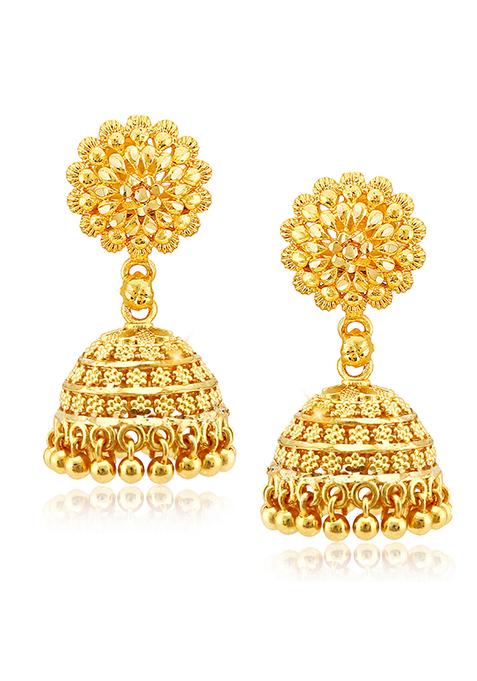 Traditional Gold And Micron Plated Jhumka Earrings