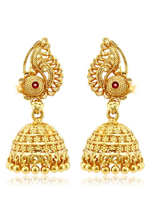 Traditional Gold And Micron Plated Jhumka Earrings