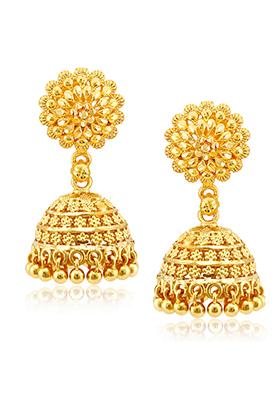 Traditional Gold And Micron Plated Jhumka Earrings