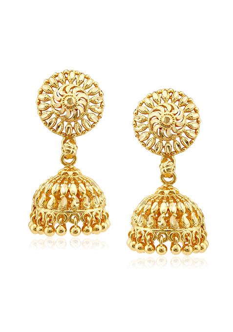 Traditional Alloy Gold And Micron Plated Jhumka Earrings