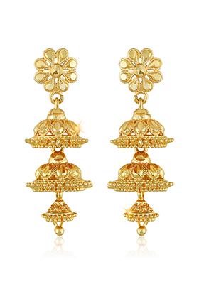 Traditional Alloy Gold And Micron Plated Chandbali Earrings