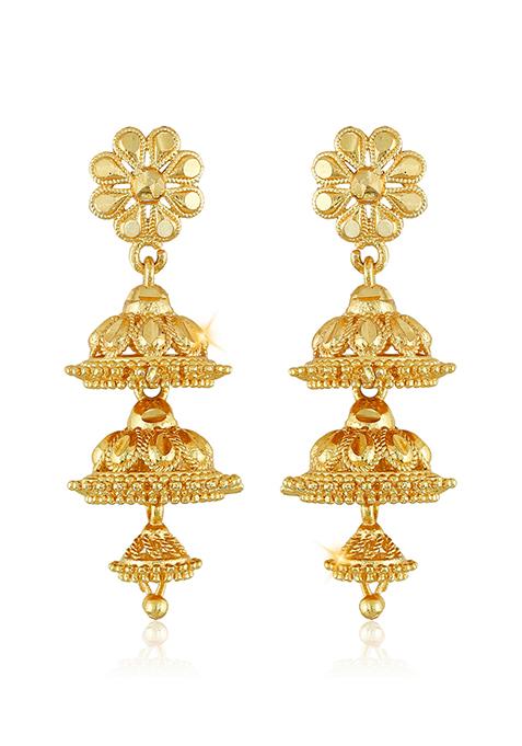 Traditional Alloy Gold And Micron Plated Chandbali Earrings