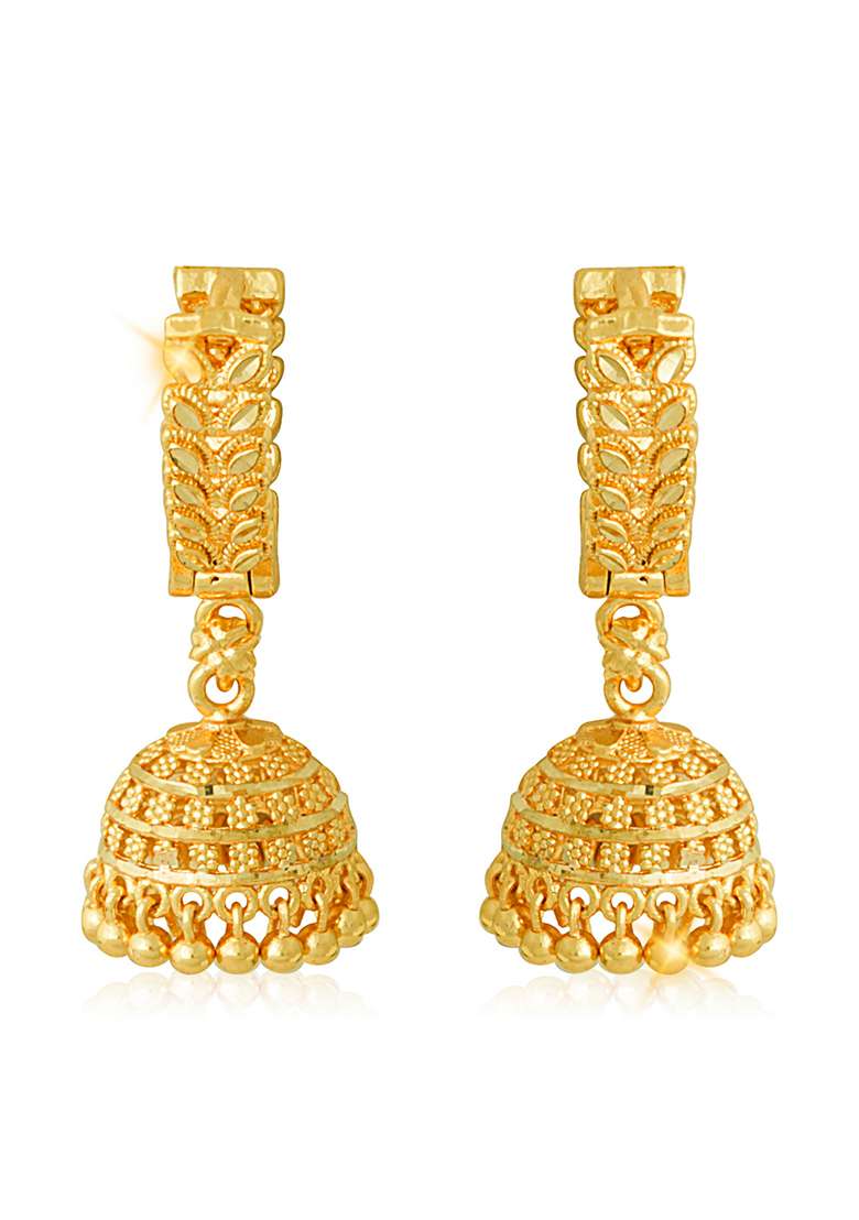 Traditional Alloy Gold Plated Jhumka Earrings - Indya