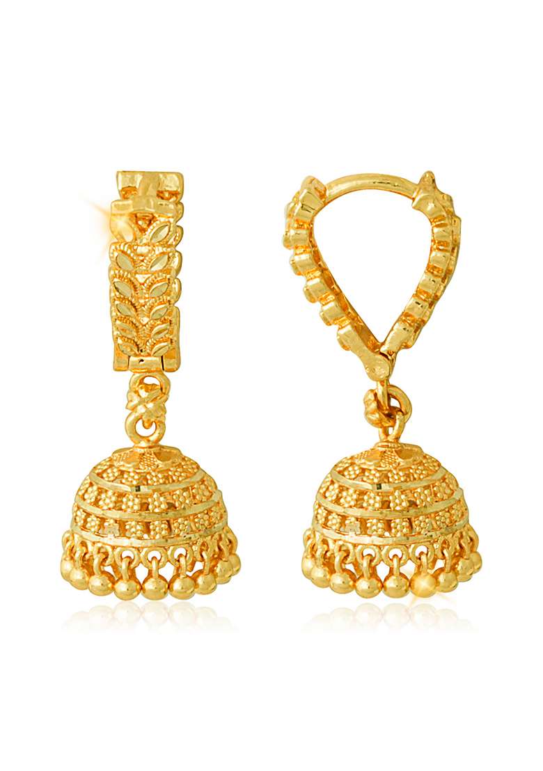 Traditional Alloy Gold Plated Jhumka Earrings - Indya