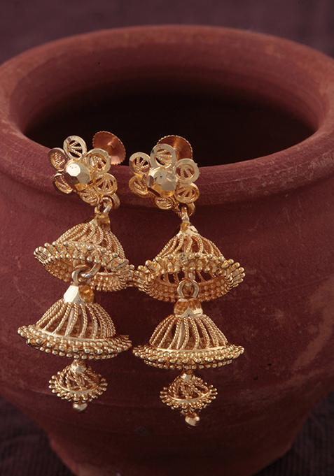 Traditional Gold Plated Jhumka Earrings