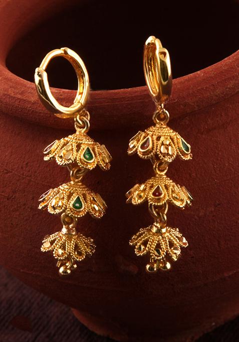 Traditional Alloy Gold Plated Jhumka Earrings