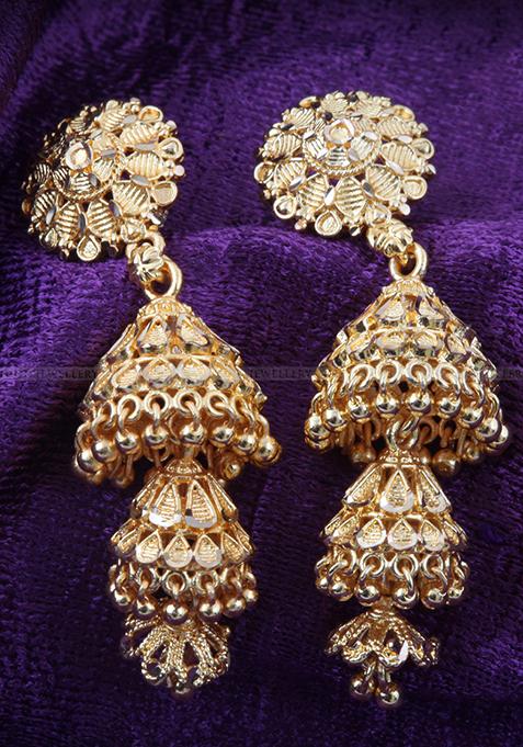 Traditional Alloy Gold Plated Jhumka Earrings