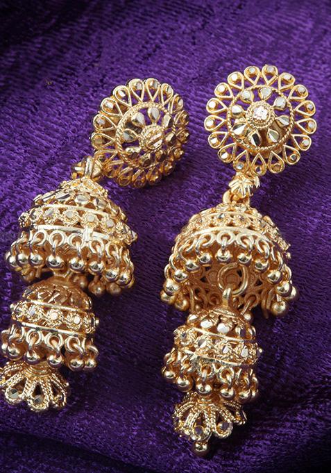 Traditional Gold Plated Jhumka Earrings