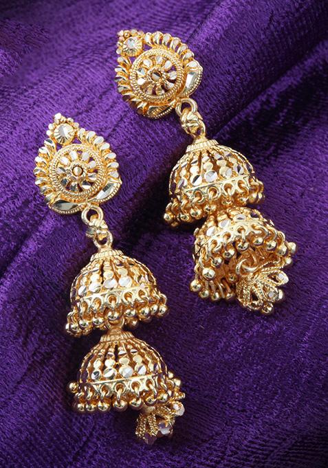 Traditional Alloy Gold Plated Jhumka Earrings