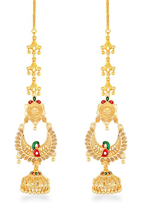 Multicolour Traditional Gold Plated Jhumka Earrings