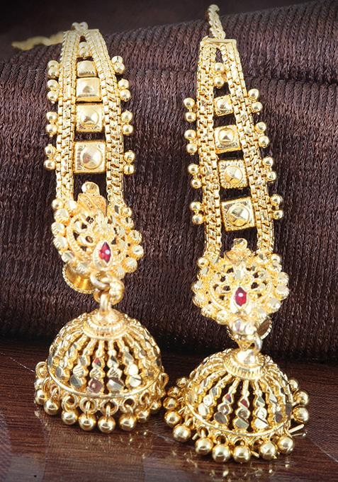 Traditional Alloy Gold Plated Kanchain Jhumka Earrings