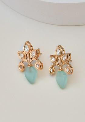 Mint Gold Tone Polki Stud Earrings