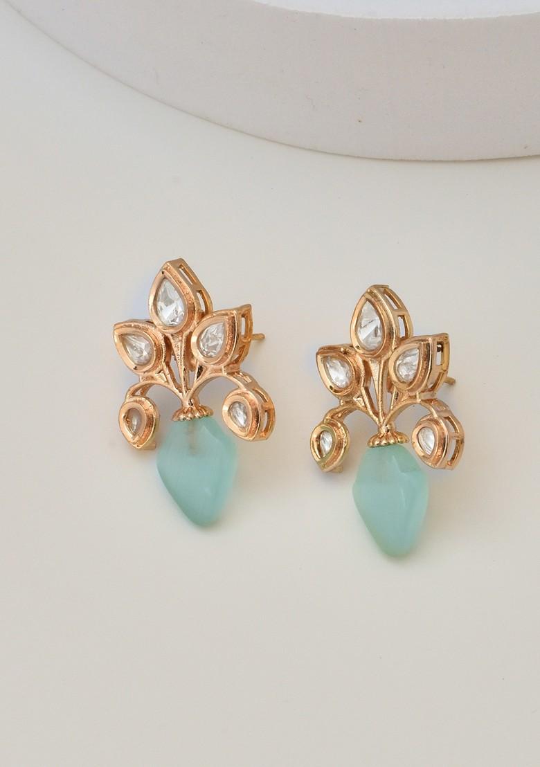 Mint Gold Tone Polki Stud Earrings