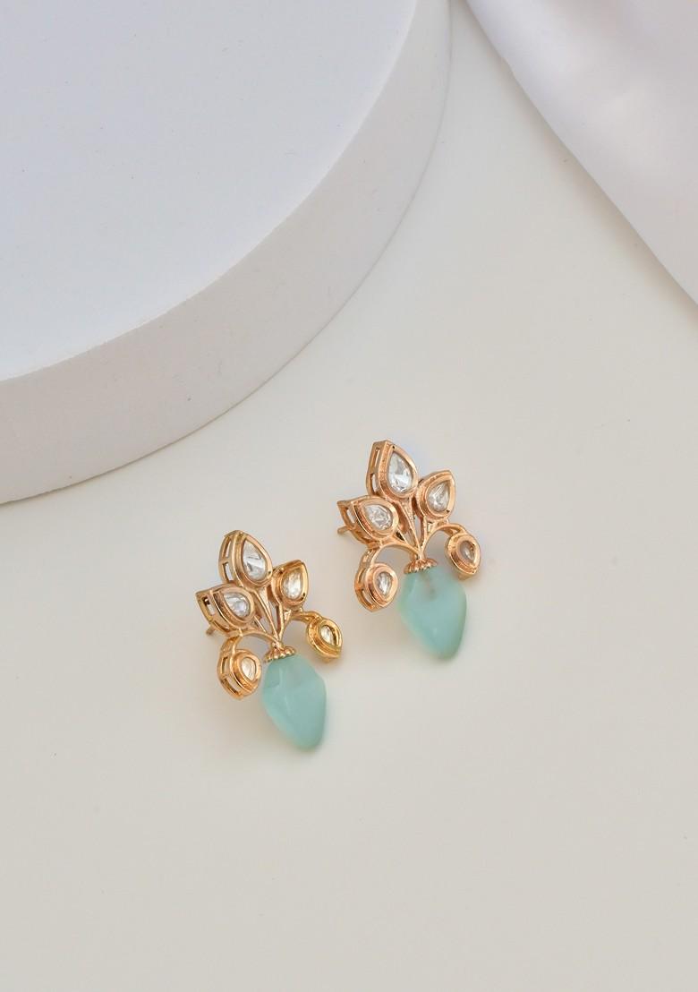Mint Gold Tone Polki Stud Earrings