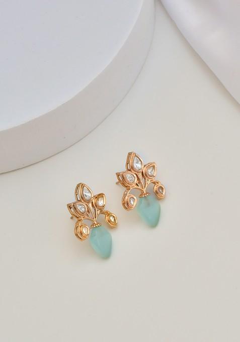 Mint Gold Tone Polki Stud Earrings
