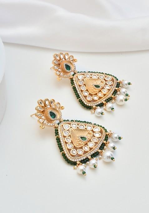 Green Tone Polki Dangler Earrings