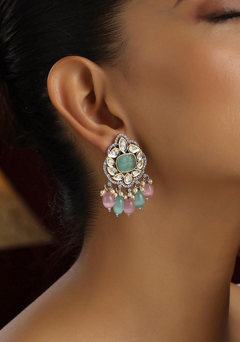 Multicolour Polki Dangler Earrings