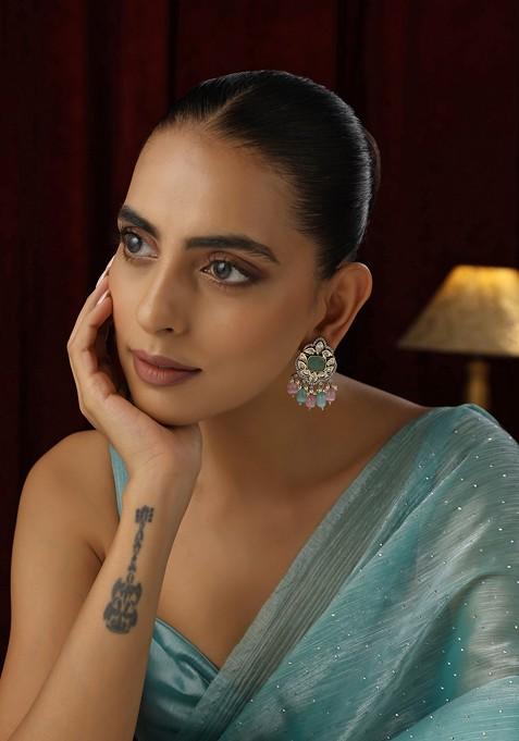 Multicolour Polki Dangler Earrings