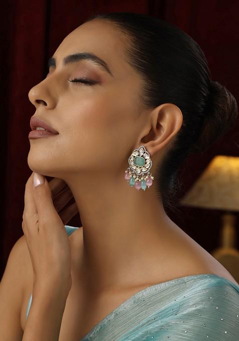 Multicolour Polki Dangler Earrings