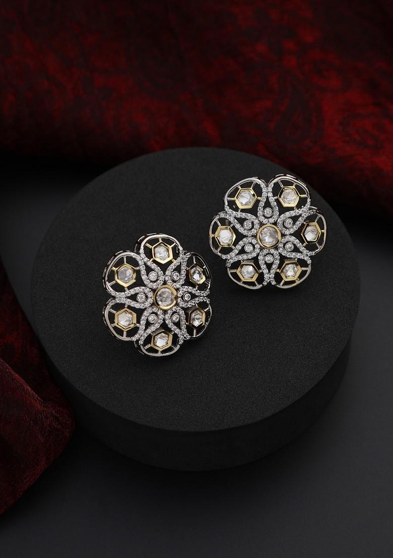 Silver Polki Stud Earrings