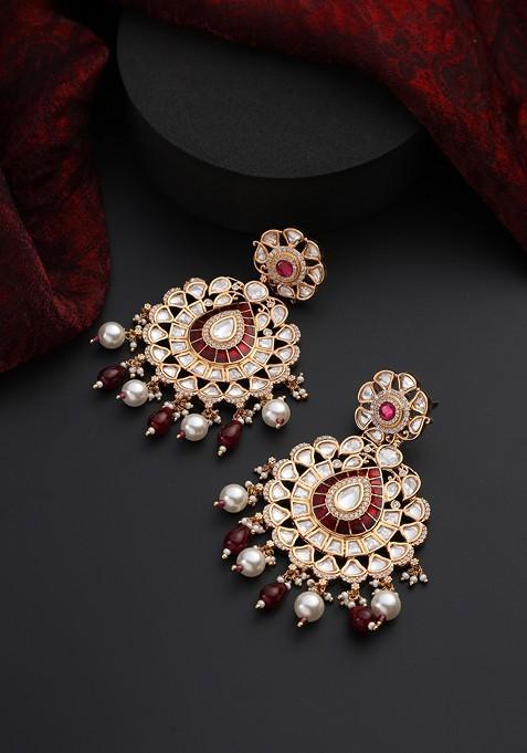 Red Polki Dangler Earrings