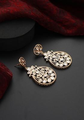 Gold Polki Dangler Earrings