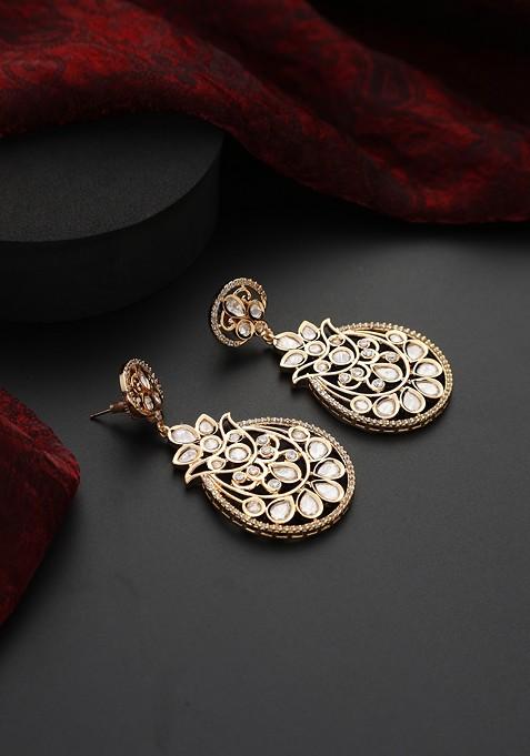 Gold Polki Dangler Earrings