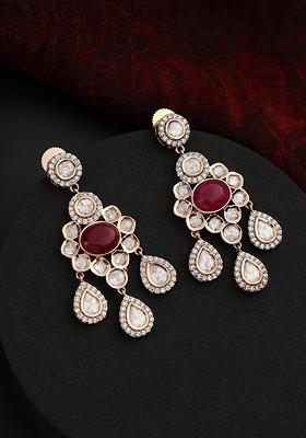 Red Polki Dangler Earrings