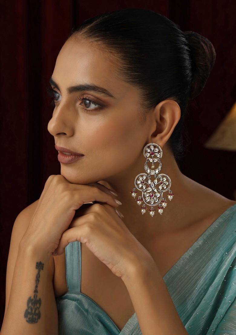 Red Polki Dangler Earrings