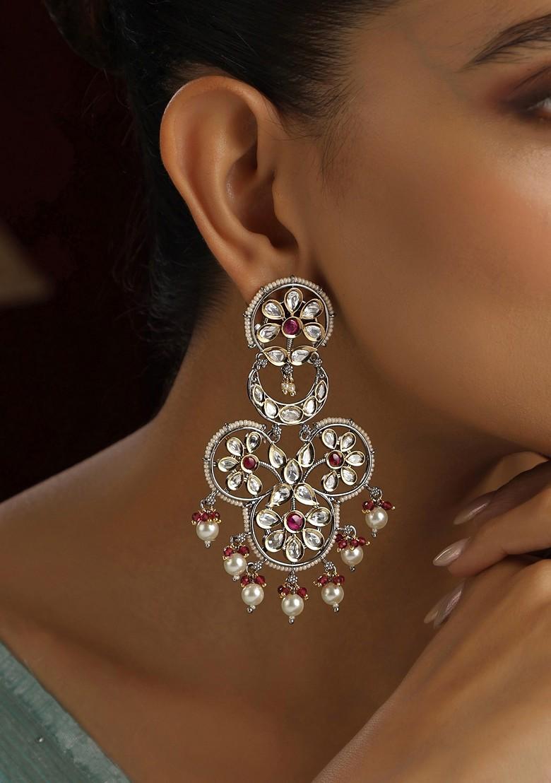 Red Polki Dangler Earrings