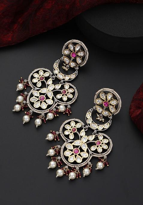 Red Polki Dangler Earrings