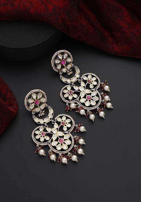 Red Polki Dangler Earrings