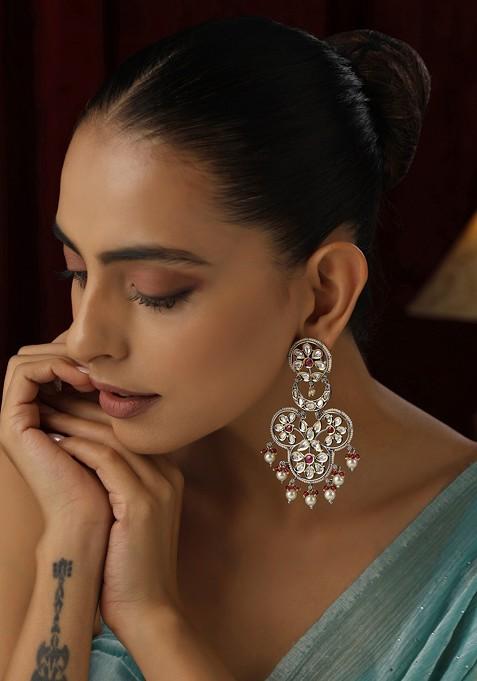 Red Polki Dangler Earrings